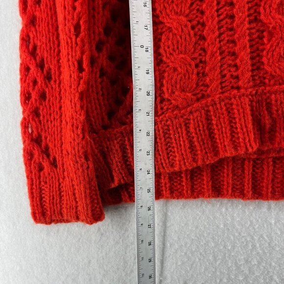 Free People Sweater Women's Sz S Red Open Cable Knit Chunky Pullover Long Sleeve - Picture 5 of 13